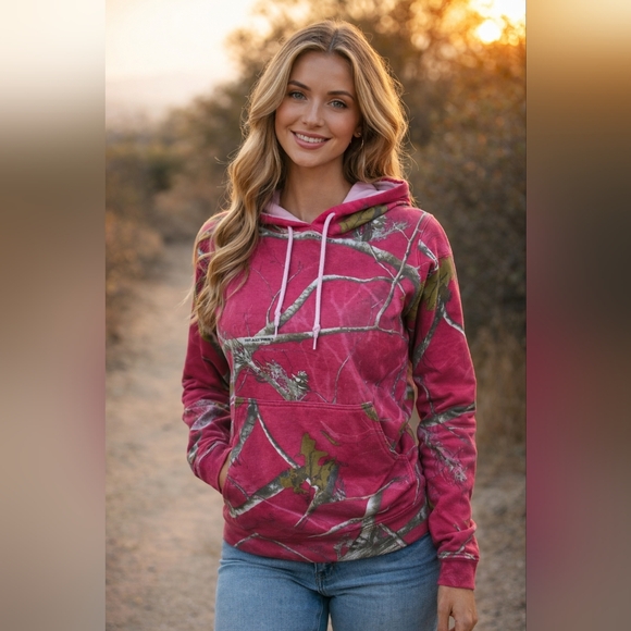 Realtree Tops - Realtree Pink Camo Hoodie  Women’s Size Small Cozy Winter Pullover Hunting